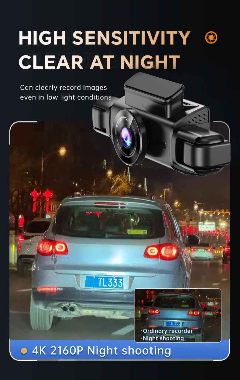 YZKNG New 360° Panoramic Car Dash Cam, HD 4-Lens, Reverse Image, Parking Monitoring