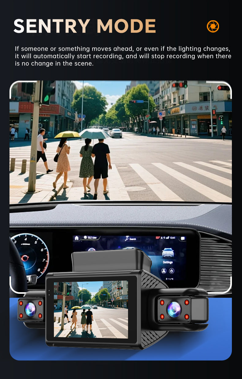 YZKNG New 360° Panoramic Car Dash Cam, HD 4-Lens, Reverse Image, Parking Monitoring