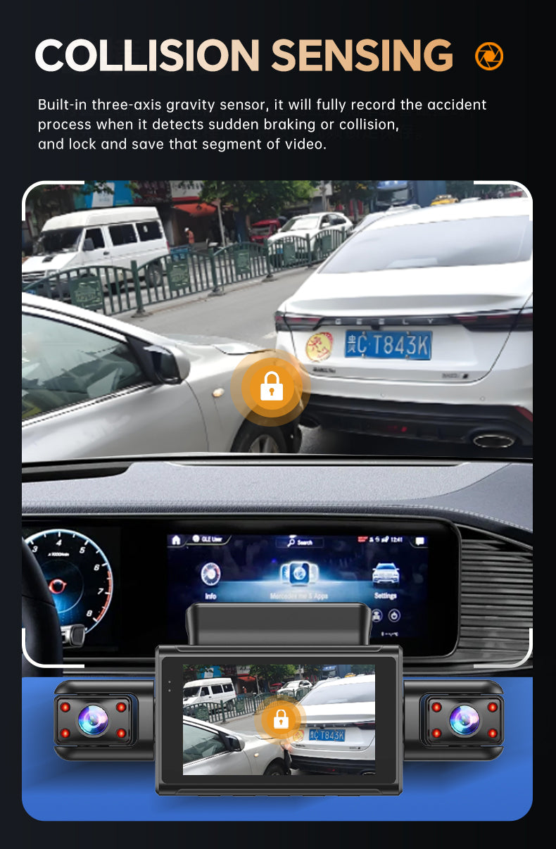 YZKNG New 360° Panoramic Car Dash Cam, HD 4-Lens, Reverse Image, Parking Monitoring