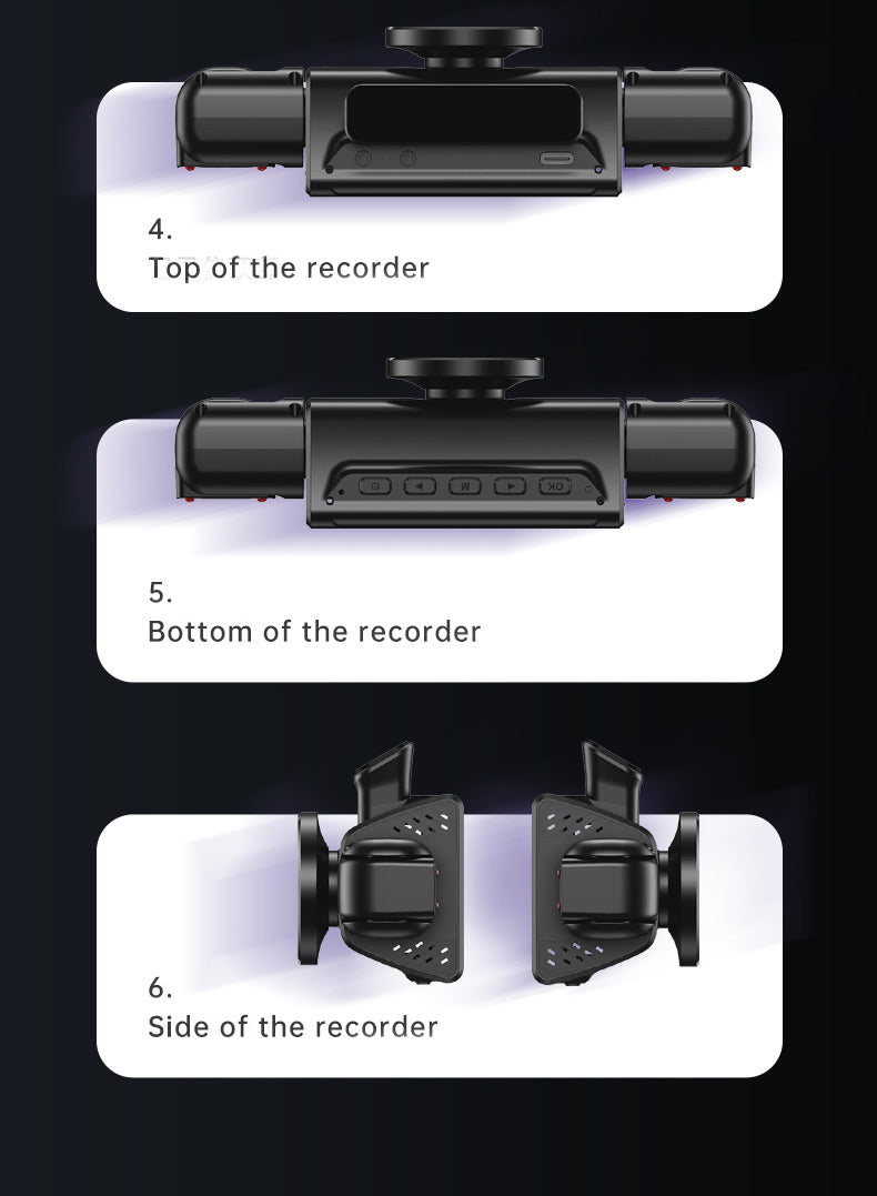 YZKNG New 360° Panoramic Car Dash Cam, HD 4-Lens, Reverse Image, Parking Monitoring